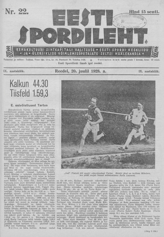 Eesti Spordileht ; 22 1928-07-20