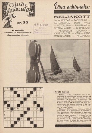 Ajude Gümnastika : ristsõnamõistatuste ajakiri ; 35 1939-08-31
