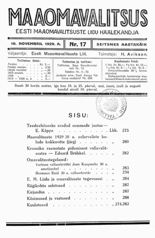 Maaomavalitsus ; 17 1929-11-10