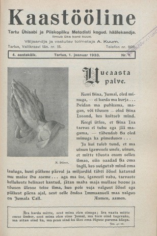 Kaastööline : Tartu Ühisabi Informatsioonileht ; 1 1933-01-01