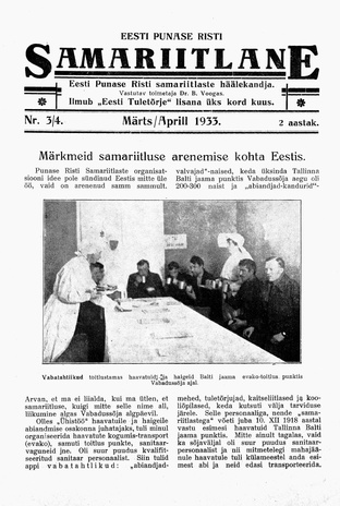 Eesti Punase Risti Samariitlane ; 3/4 1933-03/04
