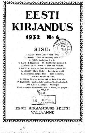 Eesti Kirjandus ; 6 1932