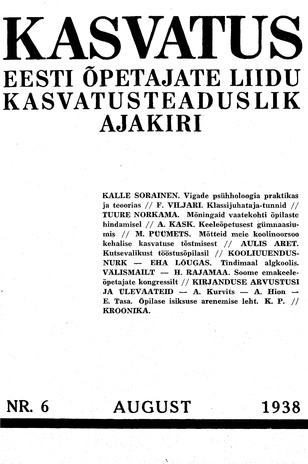 Kasvatus ; 6 1938-08