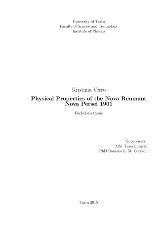 Physical Properties of the Nova Remnant Nova Persei 1901 : bachelor thesis 