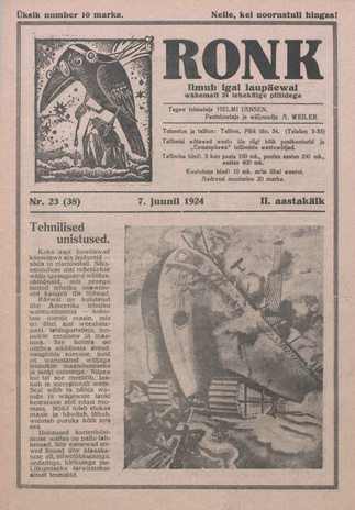 Ronk : perekonna ja noorsoo ajakiri ; 23 (38) 1924-06-07