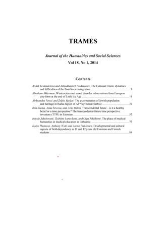 Trames ; 1 Vol 18 (68/63) 2014