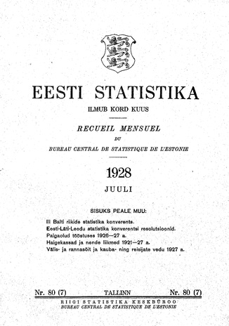 Eesti Statistika : kuukiri ; 80 (7) 1928-07
