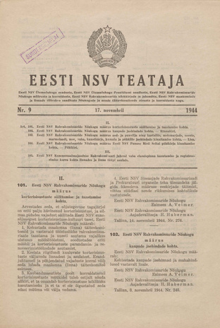 Eesti NSV Teataja ; 9 1944-11-17