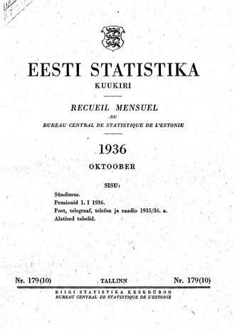 Eesti Statistika : kuukiri ; 179 (10) 1936-10