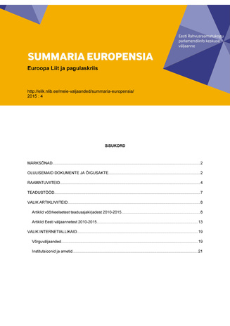 Summaria Europensia : [referaatväljaanne] ; 4 2015
