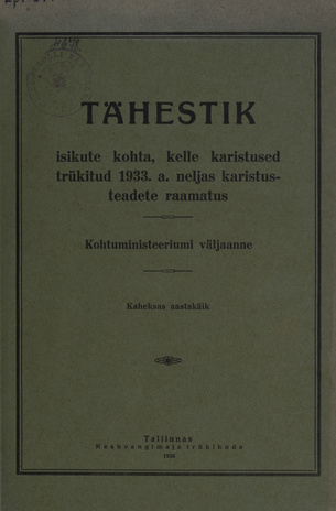 Tähestik isikute kohta, kelle karistused trükitud 1933. a. neljas karistusteadete raamatus