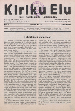 Kiriku Elu : Eesti Katoliiklaste Häälekandja ; 3 1934-03