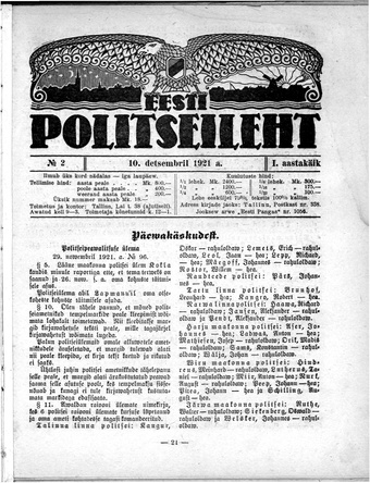 Eesti Politseileht ; 2 1921