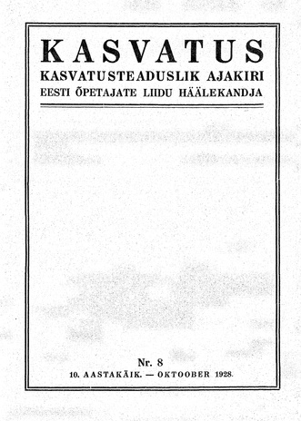 Kasvatus ; 8 1928-10
