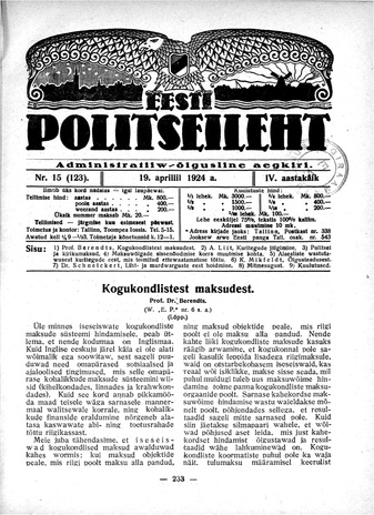 Eesti Politseileht ; 15 1924