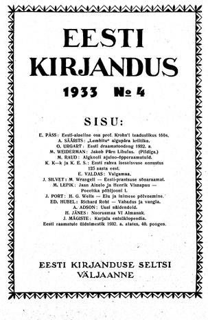 Eesti Kirjandus ; 4 1933