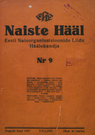Naiste Hääl ; 9 1927-08