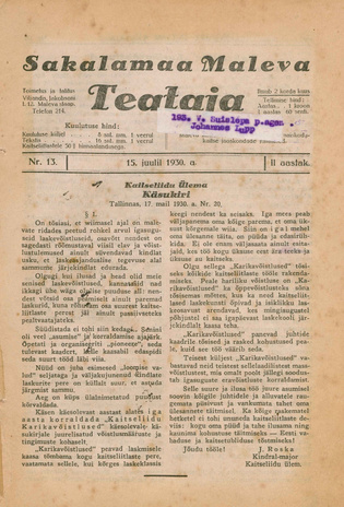 Sakalamaa Maleva Teataja ; 13 1930-07-15