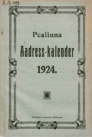 Pealinna aadress-kalender ; 1924