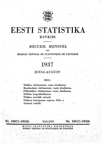 Eesti Statistika : kuukiri ; 188-189 (7-8) 1937-07/08