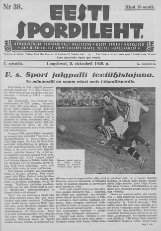 Eesti Spordileht ; 38 1929-10-05