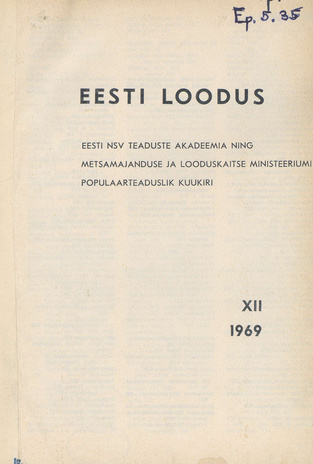 Eesti Loodus ; 1 1969-01