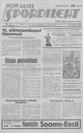 Eesti Spordileht ; 43 1932-08-15