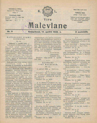 K. L. Viru Malevlane ; 9 1938-04-14