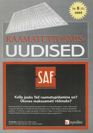 Raamatupidamisuudised : RUP : majandusajakiri ; 6 (6) 1995