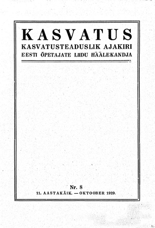 Kasvatus ; 8 1929-10