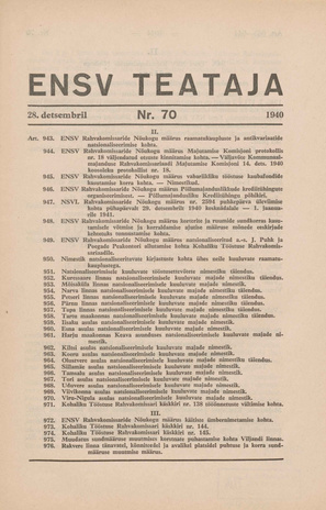 Eesti NSV Teataja ; 70 1940-12-28