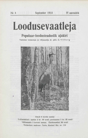 Loodusevaatleja : populaar-loodusteaduslik ajakiri ; 4 1933-09