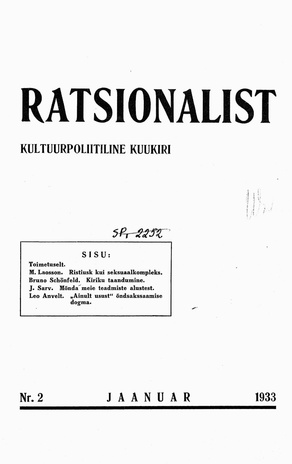 Ratsionalist : kultuurpoliitiline kuukiri ; 2 1933-01