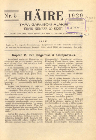 Häire : Tapa Garnisoni ajakiri ; 5 1929