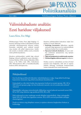 Valimislubaduste analüüs: Eesti hariduse väljakutsed (Poliitikaanalüüs : Poliitikauuringute Keskuse Praxis väljaanne ; 3/2011)
