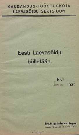 Eesti Laevasõidu Bülletään ; 10 1934-11