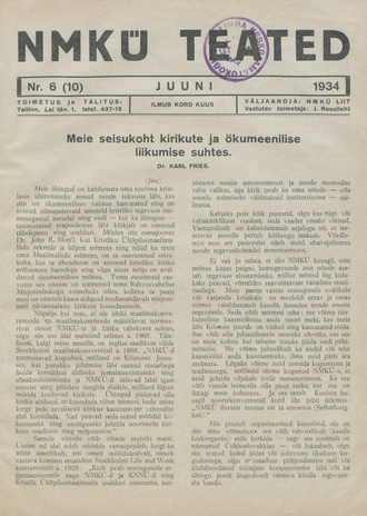 NMKÜ Teated ; 6 (10) 1934-06