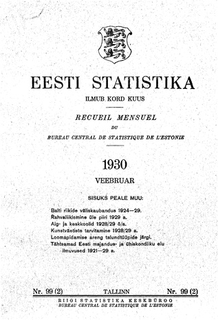 Eesti Statistika : kuukiri ; 99 (2) 1930-02