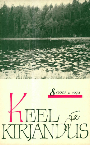 Keel ja Kirjandus ; 8 1974-08