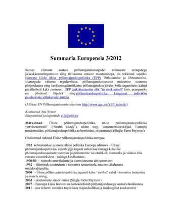 Summaria Europensia : [referaatväljaanne] ; 3 2012
