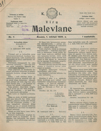 K. L. Viru Malevlane ; 7 1929-03-01