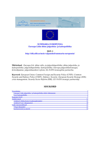 Summaria Europensia : [referaatväljaanne] ; 1 2015