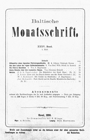 Baltische Monatsschrift ; 1 1888