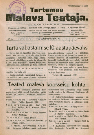 Tartumaa Maleva Teataja ; 5 1929-01-15