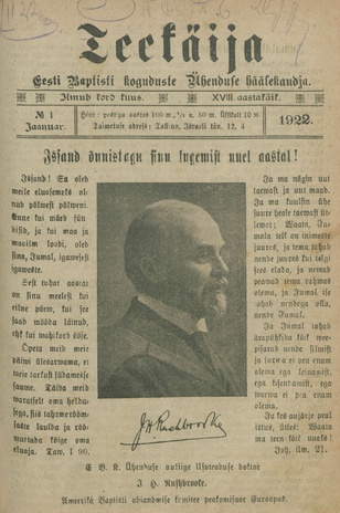 Teekäija : Eesti Baptisti Koguduse Ühenduse häälekandja ; 1 1922-01