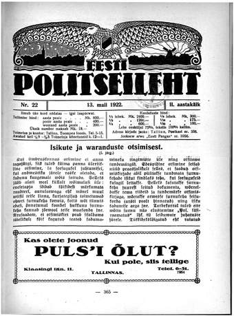 Eesti Politseileht ; 22 1922