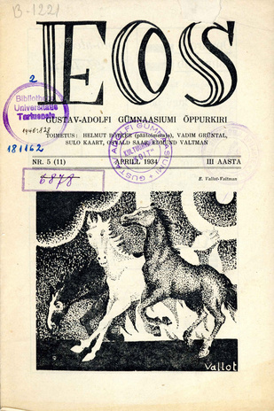 Eos : Gustav Adolfi Gümnaasiumi õppurkiri ; 5 (11) 1934-04