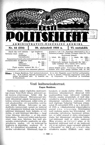 Eesti Politseileht ; 44 1926