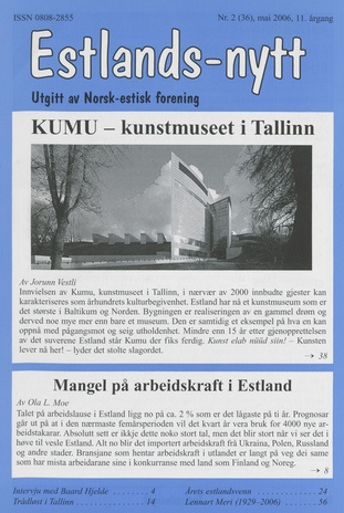 Estlands-nytt : allment tidsskrift for Estlands-interesserte ; 2 (36) 2006-05