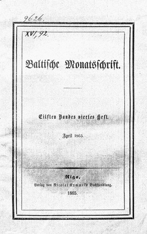 Baltische Monatsschrift ; 4 1865-04